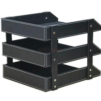 Hochwertiges Leder-Ablagegestell – Dreistufiges Desktop-Organizer für Akten und Bürobedarf