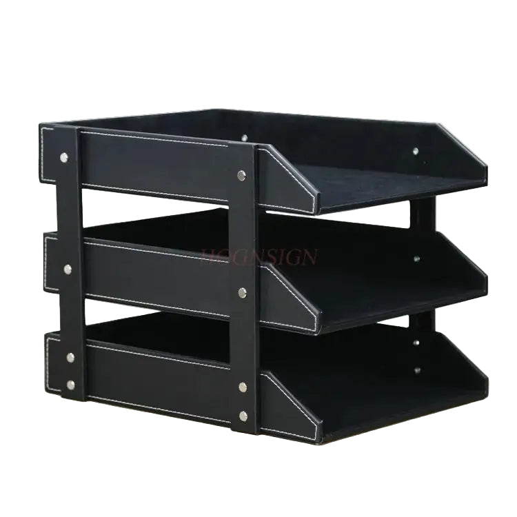 Hochwertiges Leder-Ablagegestell – Dreistufiges Desktop-Organizer für Akten und Bürobedarf