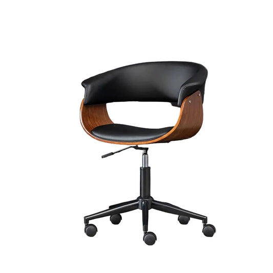 Luxuriöser Gaming- und Bürostuhl – Drehbarer Computerstuhl aus Massivholz mit Kunstleder